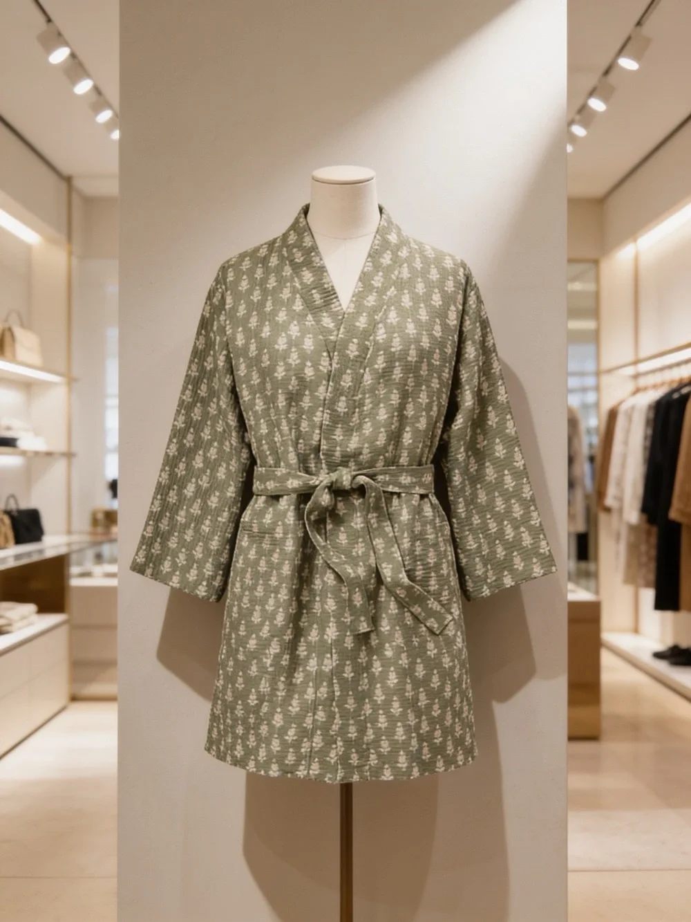 Floral Waffle Bath Robe Green/Pink - Threshold - Picture 4 of 13